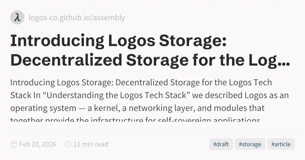 Introducing Logos Storage: Decentralized Storage for the Logos Tech Stack
